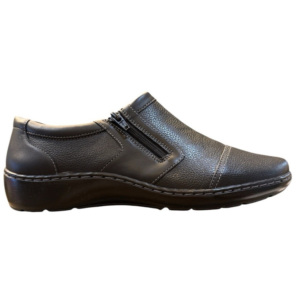 CLARKS Womens Cora Giny Cushioned Zip Loafer size‎ 10 XW Tumbled Leather
